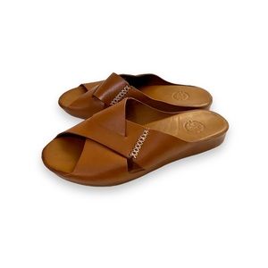 JOHNSTON & MURPHY Tutsi Cross-Band Leather Slip On Sandals Women’s Shoes Size 8